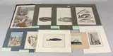 Verzameling Duitse lithografiën, scheepvaart, Verzameling Duitse lithografieen op papier, omstreeks 1920, Duitse scheepsvaart en walvisvaart, in goede staat 18x30cm