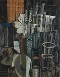 T.van Donselaar, stilleven, T. van Donselaar 1976, stilleven, figuratief en abstract, olieverf op linnen 90x70cm