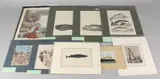 Verzameling Duitse lithografiën, scheepvaart, Verzameling Duitse lithografieen op papier, omstreeks 1920, Duitse scheepsvaart en walvisvaart, in goede staat 18x30cm