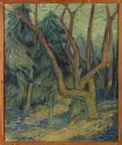 Gesigneerd Verschuur, boomlandschap, Verschuur, omstreeks 1930, impressionistisch bosgezicht, olieverf op linnen 53x43cm Cond:G