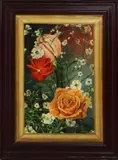 S. Tamisi, rozen, Tamisi, rozentakken, olieverf op linnen, 35x50cm Cond:R/G