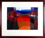 Ton Schulten, zeefdruk, Ton Schulten (ootmarsum) titel: bloeiende akkers 1996, zeefdruk op papier, 60x84cm