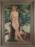 Cornelis Snoeijerbosch, landschap met bomen, Cornelis Johannes Snoeijerbosch 1891-1975 Zutphen, duin landschap met boom 122x80cm olieverf op paneel Cond:R/G
