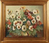 Evert Mol, bloemstilleven, Evert Moll 1878-1955 vaas met bloemen olieverf op linnen 60x50cm Cond:G