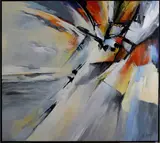 Wim Vellekoop, abstract, Wim Vellekoop 1941-2014, abstracte compositie, acryl op papier 100x90cm Cond:G