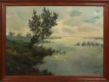 P. de Bruin, Loosdrecht, P. de Bruin omstreeks 1930, Loosdrechtse plassen, olieverf op linnen 50x70cm Cond;G