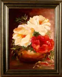 A.H. Hoffmann, stilleven, Hoffmann, vaas met bloemen, olieverf op linnen 40x30cm Cond:G