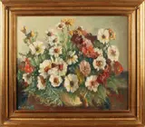 Evert Mol, bloemstilleven, Evert Moll 1878-1955 vaas met bloemen olieverf op linnen 60x50cm Cond:G