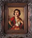 Schilderij Mozart Rottman, dame, Mozart Rottman 1874-1958, zigeunervrouw, olieverf op paneel, lichte craquele vorming, 35x25cm Cond:G