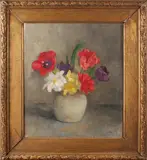 J.C. Tiele, stilleven, Jan Tiele 1884-1956 vaas met bloemen olieverf op linnen 39x45cm Cond:G