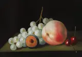 C. Cornelisz, stilleven abrikoos etc., Cornelisz (21e eeuw), olieverf op paneel, stilleven met perzik, bessen en pruim 13x18cm