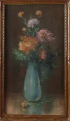 Jan Bleijs, pot met bloemen, Jan Bleys 1868-1952 vaas met bloemen pastel op papier 31x55cm Cond:G