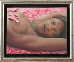 Tony Warrens, Indische schone, Tony Warrens, Indische vrouw, olieverf op linnen 15x20 Cond:G
