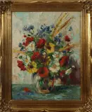 J. Kelderman, bloemstilleven, Jan Kelderman, vaas met bloemen, olieverf op linnen 30x40cm Cond:G