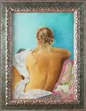 Jan Nederlof, blond naakt, Jan Nederlof halfnaakte dame, olieverf op paneel 70x50cm Cond:G