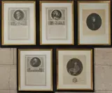 5x Grafiek, 19e eeuw, Vijf gravures Frankrijk, 19e eeuws in lijst, 24x38cm Cond:G