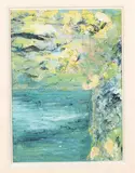 Anneke Schie, abstracten, Anneke van Schie, landschap met bloemen, olieverf op papier 33x24cm Cond:G