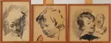 Theodore van Elsen, 3 tekeningen, Drie tekeningen van Theo van Elsen(Indie 1896-1961 Parijs) drie portretten inkt op papier