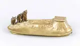 Jugendstil inktstel, 3 uilen, Antiek bronzen Jugendstil inktstel omstreeks 1900 met 3 zittende uilen(ongesigneerd) 8x28x12,5cm Cond:G