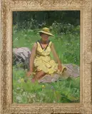 Russische School, vrouw in gras