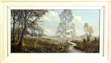 Gerard Cox jr, gemengde techniek, ( 1902 - 1982), pastel op papier, duinlandschap met berkeboom 58x30cm
