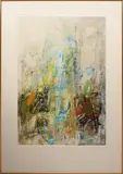 W. Viroble, gemengde techniek, W.Wroblek? abstracte compositie, gemengde techniek op papier, 50x75cm Cond:G