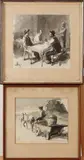 Theo v. Elsen, 2 tekeningen, Twee werken van Theo van Elsen (Indie 1896-1961 Parijs) figuren in cafe en man op paardenkar, inkt op papier