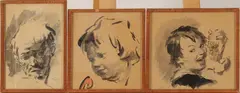 3 tekeningen by Theodore van Elsen, Drie tekeningen van Theo van Elsen(Indie 1896-1961 Parijs) drie portretten inkt op papier, offered Jul 2015