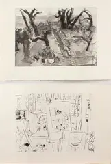 2 Etsen, C. Wahl, Twee Christine Wahl (1935) Duitse school, 1x atelier interieur, en 1x Garten am See, etsen op papier 39x29cm Cond:G
