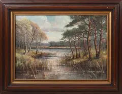Gerard Cox jr, gemengde techniek, (1902 - 1982), pastel op papier, landschap bij Ravennen Arcen 70x50cm