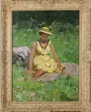 Russische School, vrouw in gras