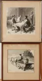 Theo v. Elsen, 2 tekeningen, Twee werken van Theo van Elsen (Indie 1896-1961 Parijs) figuren in cafe en man op paardenkar, inkt op papier