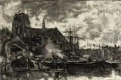 J. Maris?, litho, Jacob Maris ( Den Haag 1837 - 1899 Karlsbad), steendruk op papier (gedrukt door S