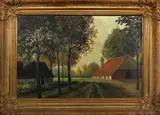 Nic Hartman ca, landschap, 1930, olieverf op linnen, landschap met boerderij 40x60cm
