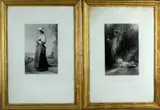 2 Gravures, 19e eeuw, Twee 19e eeuwse gravures uit Frankrijk: 1x Moïse expose sur le Nil en 1x Villanella, gravures op papier 20x29cm