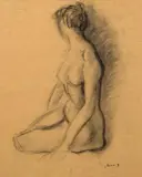 Johan Dijkstra, naakt, (toegeschreven aan Johan Dijkstra (Groningen 1896 -1978 ), houtskool op papier, vrouwelijk naakt (paar deukjes) 32x39cm