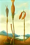 P. Hubel, bloemen, Hubel 1975 (Duitse School), olieverf op paneel, getiteld "Die drei Grazien" 11x16cm