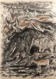 Jansen, Ark, Jan? Jansen 1956, gemengde techniek op papier, Ark van Noah 75x105cm