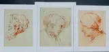3 Tekeningen, 17e-18e eeuw, Drie 18e eeuwse tekeningen op papier (rood potlood) 16x12cm. , 18x15cm. en 17x13cm