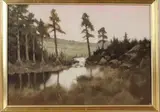 Onduidelijk gesigneerd ( A, Zweedse School, 1980, olieverf op linnen, Zweeds landschap 65x45cm