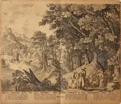 Gravure 17e eeuw, Visscher, Visscher de Jonge excudit, 16e eeuwse gravure, "E