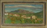 Pietro Armati, Italiaans berglandschap, Pietro Armati (Endine 1898 - 1976 Solbiate), olieverf op paneel, Italiaans berglandschap met dorp 96x50cm