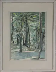 Cees Bolding, Scheveningse bos, Cees Bolding (Wormerveer 1897 - ), aquarel op papier, bosgezicht Scheveningse weg 47x64cm