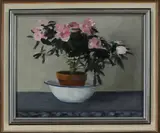 v. Hooij, stilleven, H. van 't Hoog, olieverf op linnen, bloemstilleven 50x40cm