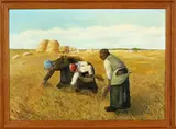 E. Voors, landarbeiders, 1980, olieverf op linnen, landarbeiders op het veld 70x50cm