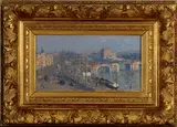 Anton Karssen, Amsterdam, Anton Karssen, olieverf op paneel, gezicht op het IJ in Amsterdam 18x33cm