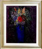 Ferry Slebe, stilleven, Ferry Slebe (Almelo 1907 - Den Haag), olieverf op linnen, vaas met bloemen 24x30cm