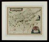 Landkaart 17e eeuw van J, Blaeu, Mooie gravures (goed in de kleur)