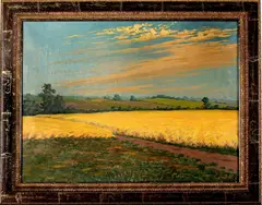 E. v.d. Kolk, landschap, 1930, olieverf op linnen, landschap met graanveld 60x80cm