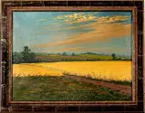 E. v.d. Kolk, landschap, 1930, olieverf op linnen, landschap met graanveld 60x80cm